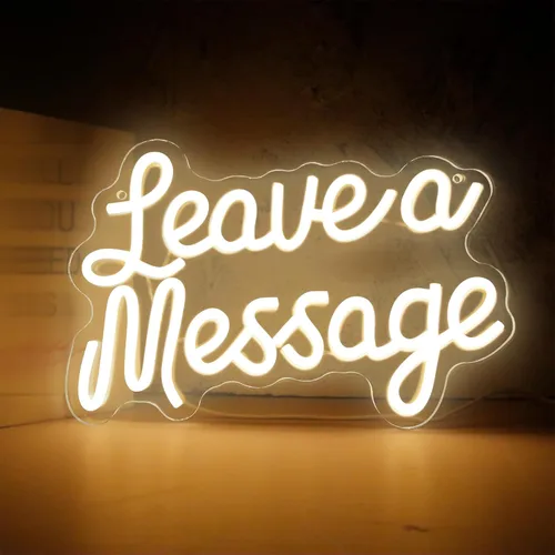 Leave a Message - Letreros de neón para decoración de pared, letrero LED para libro de visitas, letrero de bienvenida, alimentado por USB para Dejar