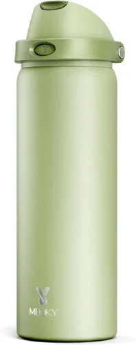 Miniatura 56 de Botella de agua aislada de 40 onzas con popote, botella de agua de metal de acero inoxidable con tapa 2 en 1, a prueba de fugas, fría durante 24
