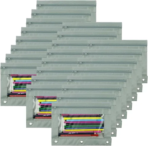 Miniatura 8 de YoeeJob Estuche para lápices para carpeta de 3 anillas, estuches con cremallera para lápices a granel, estuche para lápices con ventana transparente