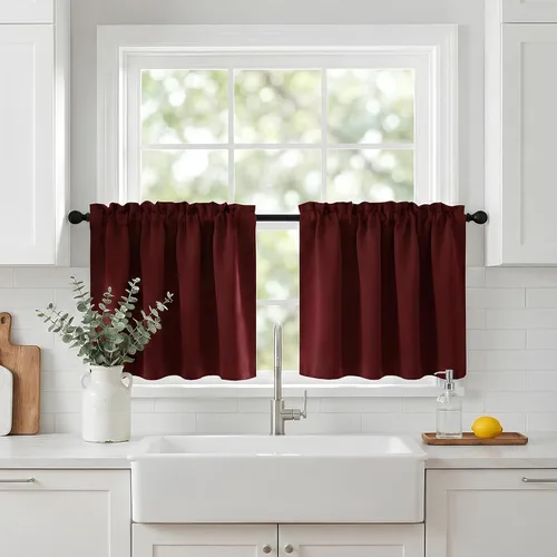 Miniatura 16 de NICETOWN Cenefas de Ventana Opacas con Aislamiento Térmico para Guardería - Paneles de Cortina con Bolsillo para Barra de Decoración del Hogar