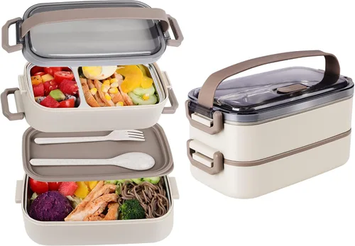 Miniatura 12 de Lonchera Bento para niños, mujeres y hombres, 47 onzas, 2 compartimentos, para ensalada, aperitivos, ensalada, paquete de preparación de alimentos