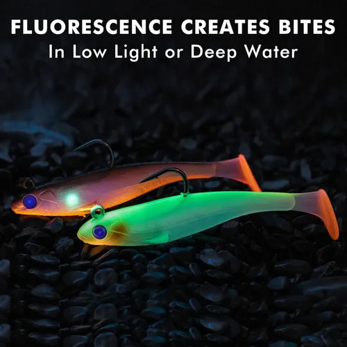 Miniatura 7 de TRUSCEND Shadtale Easy Catch Soft Fishing Lures with BKK Hooks - Trembly Sinking and Vibrating Swim for More Bites, Pre-Rigged Swimbaits for Bass