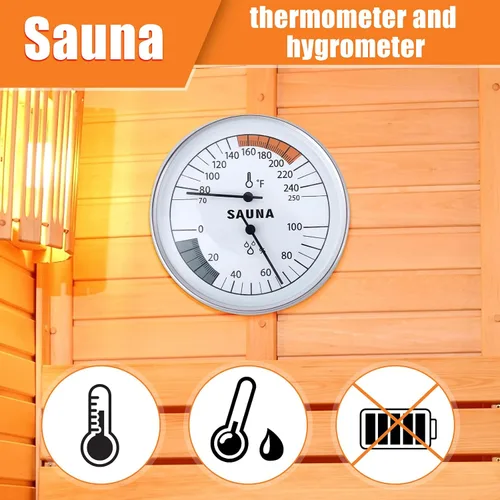 Miniatura 3 de Termómetro de sauna 2 en 1, higrómetro Fahrenheit, medidor de temperatura de humedad interior, monitor para sala de vapor infrarrojo, baño, spa