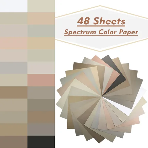Miniatura 2 de Livholic 48 hojas de cartulina de tonos tierra en colores neutros grises de 120 g/m², 32 lb, papel para impresora de 12x12 pulgadas para álbumes