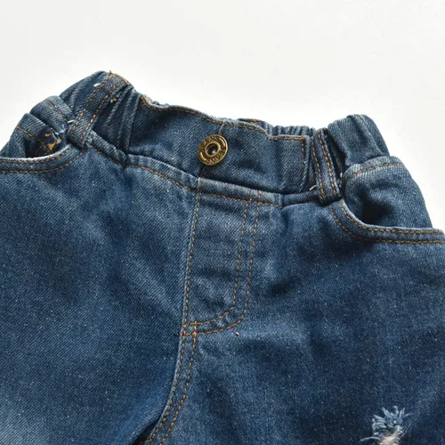 Miniatura 8 de Derouetkia Conjunto de ropa para niñas pequeñas con volantes florales y pantalones de mezclilla rasgados