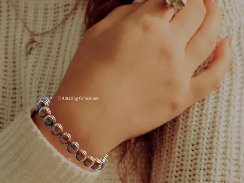 Miniatura 120 de Amazing Gemstone Pulsera de cristal para mujeres y hombres, pulsera de cristal curativo de protección, pulsera elástica con cuentas de piedras