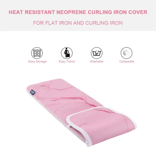 Miniatura 4 de Bolsa de neopreno resistente al calor, funda universal para rizador, funda de viaje para rizador de hierro plano, para viajes, gimnasio u hogar, 15