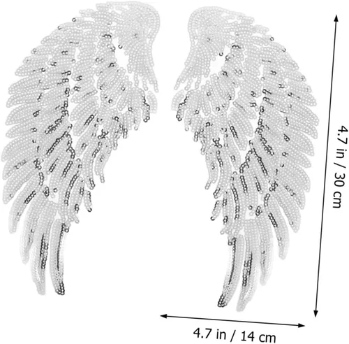 Miniatura 2 de Sequin Angel Wings Patch Set Silver Embroidered Iron-on Appliques for DIY Sewing Clothes Decoration Craft Accessories