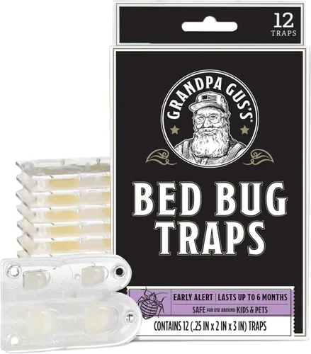 Trampas adhesivas para chinches de Grandpa Gus's para el hogar y viajes, detección temprana, dura hasta 6 meses, diseño pequeño y discreto patentado