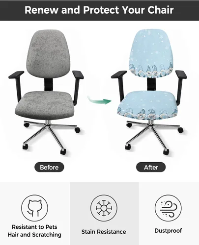 Miniatura 2 de Funda para silla de oficina de Navidad, funda elástica para asiento de silla de computadora, funda para respaldo, elástica, giratoria, cojín