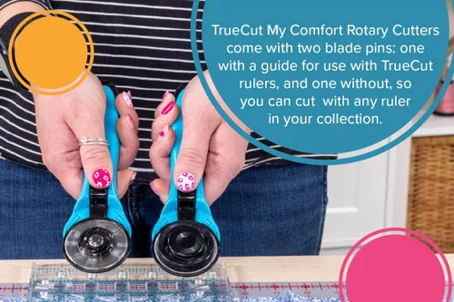 Miniatura 3 de TrueCut - Cortador giratorio recto – Cortador de ruedas ergonómico de 1.772 in para tela y manualidades – zurdo o diestro – Regla de guía y guía