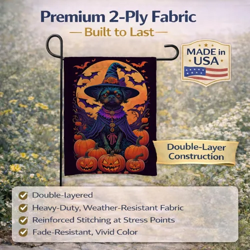 Miniatura 5 de Caroline's Treasures DAC1466GF - Bandera decorativa para jardín de Halloween de Affenpinscher Witchy para jardín, decoración para patio exterior