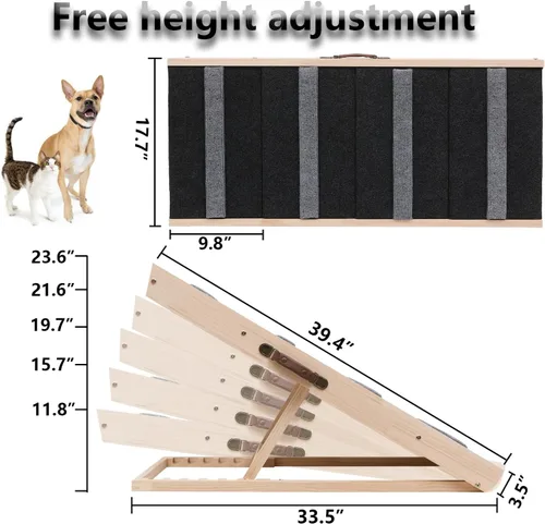 Miniatura 2 de Escalera para perros 2 en 1, escaleras plegables para mascotas, rampa portátil para perros pequeños y grandes con superficie antideslizante, rampa