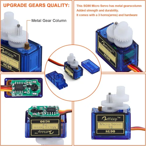 Miniatura 2 de 12 piezas de servos micro SG90 de 0.317 oz. para control remoto de robot, helicóptero, avión, auto, barco