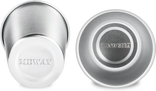 Miniatura 3 de MEWAY Vasos de acero inoxidable de alta calidad de 16 onzas (paquete de 12) – Vasos de metal de alta calidad – Vaso apilable duradero, vasos