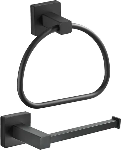 Miniatura 10 de Leyden Soporte de papel higiénico dorado Portador de toalla de mano, Soporte de rollo de papel cepillado de latón Anillo de toalla, Juego moderno