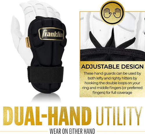 Miniatura 4 de Franklin Sports Guantes Protectores de Mano y Muñeca para Béisbol - Serie PRT LG, Protector para Adultos para Batear - Escudo Protector para Negro