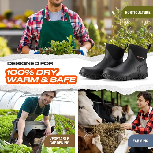 Miniatura 4 de HISEA Botas de goma para hombre, botas de lluvia impermeables para exteriores, para césped y jardín
