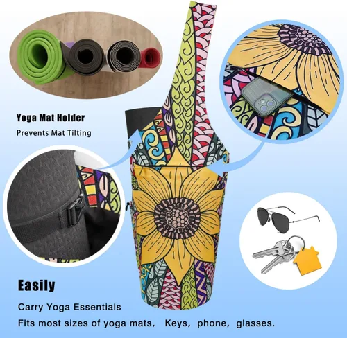 Miniatura 6 de Bolsa para Esterilla de Yoga - Bolsa Transportadora Tipo Tote Larga de Gran Apertura para Esterilla de Yoga con Bolsillo Impermeable con Cremallera
