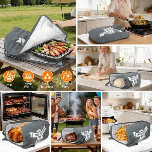 Miniatura 3 de Manta de barbacoa mejorada para descansar carne, accesorios para ahumar, bolsa de descanso de carne aislada con boca ancha