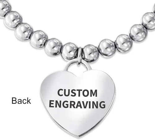 Miniatura 3 de Personalize - Pulsera elástica con forma de corazón para sobrevivientes de cáncer con cinta rosa grabable para mujeres, Esmalte Metal, otro