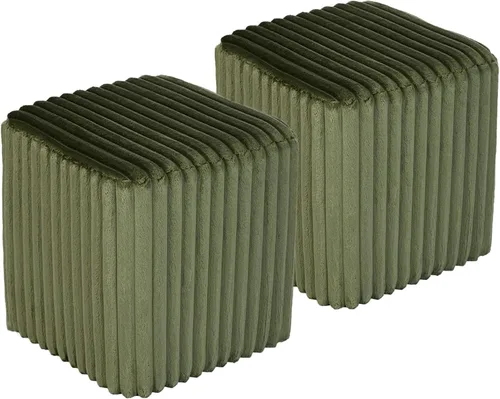 Miniatura 8 de YDcosyfy Otomana redonda moderna, otomana clásica, taburete tapizado de vellón de peluche para maquillaje, dormitorio, sala de estar, verde oscuro