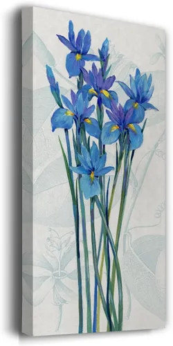 Miniatura 2 de Renditions Gallery Página de inicio arte floral para pared, decoraciones modernas, pinturas de iris azul, ramo de flores abstractas de naturaleza