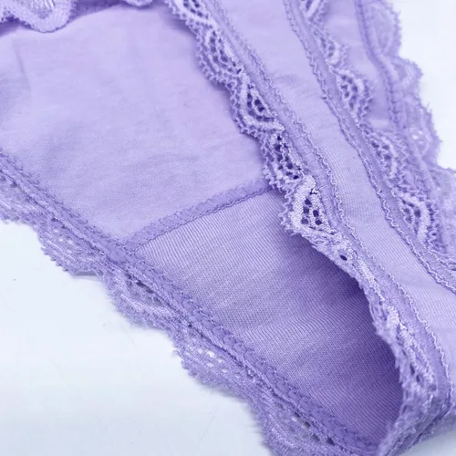 Miniatura 6 de Paquete de 6 tangas de encaje de cintura alta para mujer, ropa interior de algodón de talla grande, estilo retro, control de abdomen, tangas