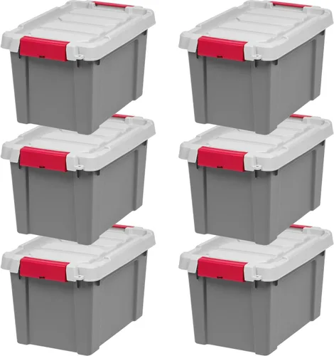 Miniatura 20 de IRIS USA - Contenedores de almacenamiento con tapa de 20 galones, 6 unidades - Hechos en EE. UU., contenedores apilables resistentes, con tapa