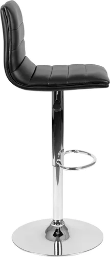 Miniatura 7 de Flash Funiture silla de bar ajustable con base cromada, Negro