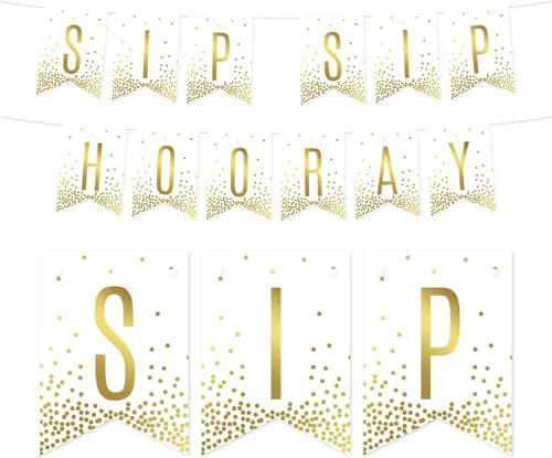 Miniatura 4 de Andaz Press Decoraciones divertidas de pancarta con diseño de confeti dorado metálico sobre blanco para fiestas de jubilación, la aventura comienza