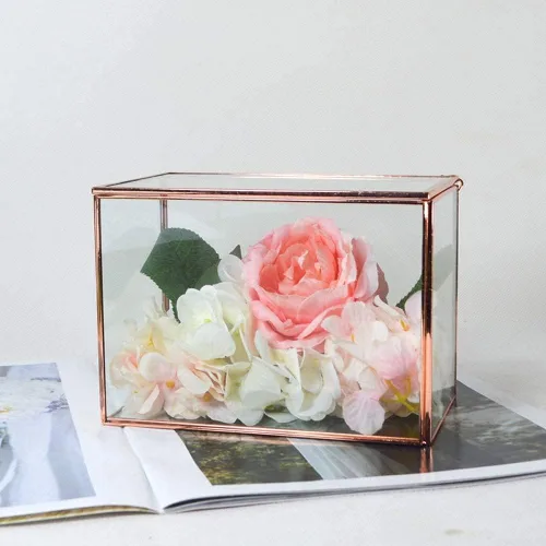 Miniatura 2 de erddcbb Caja rectangular para joyas en el pecho de cristal, estilo europeo, joyería a la moda, caja de baratijas