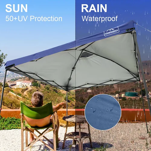 Miniatura 2 de KAMPKEEPER Cubierta de Repuesto Superior para Carpa Toldo Emergente con Ventilación de Aire y Correa Elástica Ajustable, Poliéster Resistente a Azul
