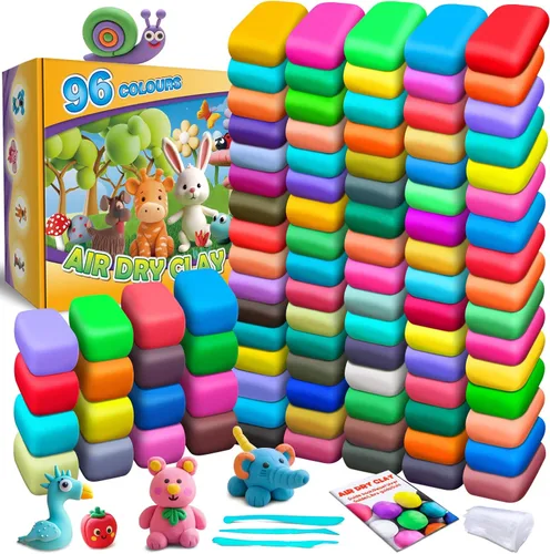 Miniatura 8 de Magic Clay - Arcilla seca al aire 124 colores, arcilla para modelar para niños con herramientas, suave y ultraligera, juguetes regalos para niños