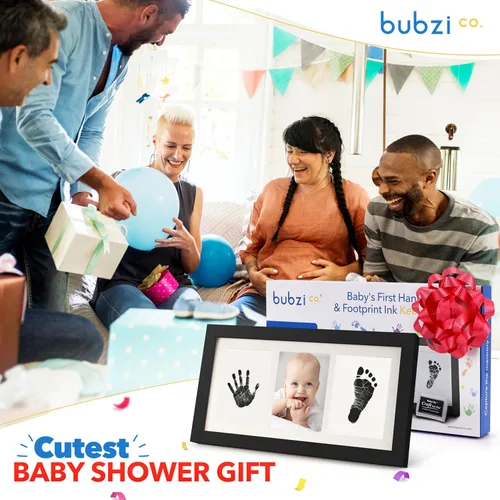 Miniatura 6 de Bubzi Co Kit de huellas de manos y marco de fotos de huellas para niñas y niños recién nacidos, set de regalo único para baby shower, decoraciones