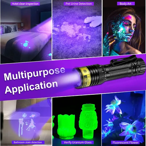 Miniatura 7 de Linterna UV de luz negra, recargable USB-C de 395 nm, mini luz negra portátil de mano, potentes luces LED ultravioleta, para curado de resina