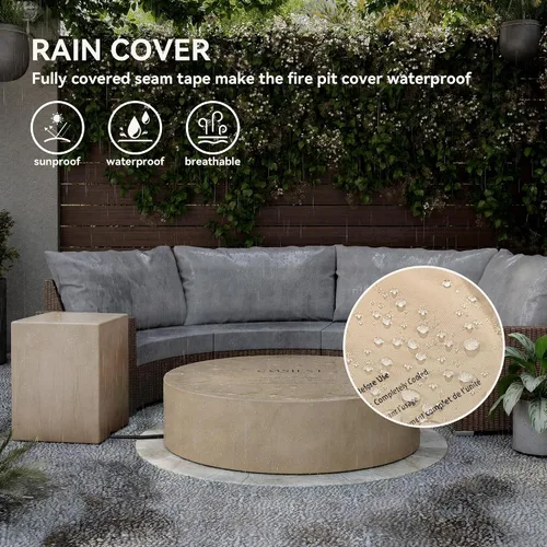 Miniatura 8 de COSIEST mesa cuadrada de propano para exteriores de arenisca con protector contra el viento, certificada, quemador de acero inoxidable de 50,000