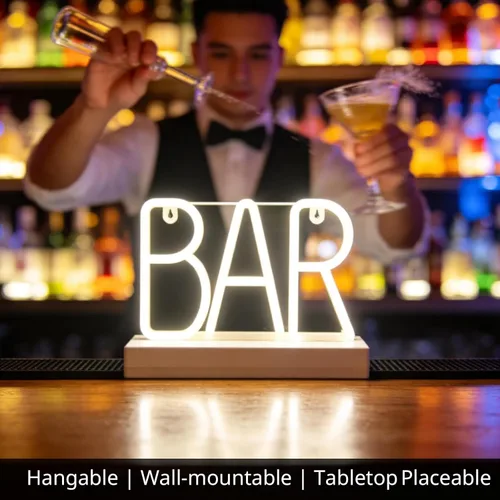Miniatura 3 de Letrero de barra de neón, luces de marquesina iluminadas colgables, USB / pilas LED para pub, bar casero, cafeterías y tiendas de té, campamento