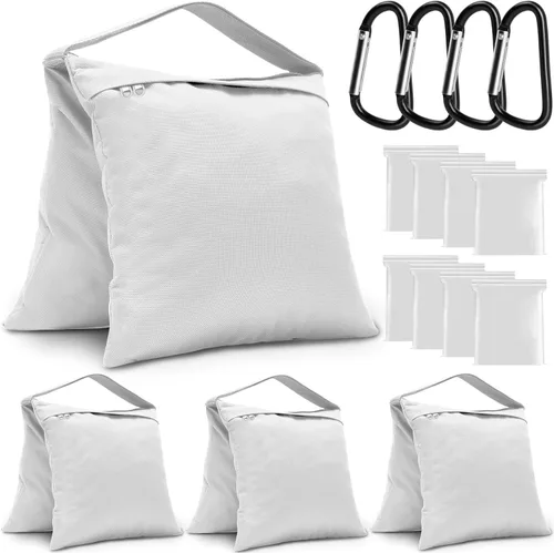 Miniatura 13 de Aimosen 4 paquetes de bolsas de arena con peso para trípode de fotografía y equipo de video, bolsa de silla de montar resistente para soporte