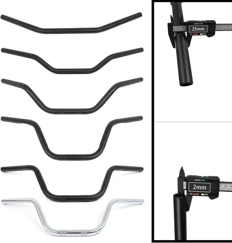 Miniatura 8 de Manubrio para Motocicleta 1 pulgada 25mm Ace Cafe Racer Clubman Compatible con Harley Sportster XL883 XL1200 (Negro Bajo)