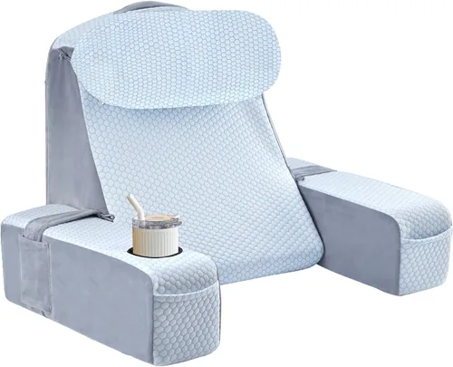Miniatura 15 de Almohada de lectura para adultos, almohada de espalda para sentarse en la cama, almohada de respaldo para sentarse en la cama, brazos desmontables