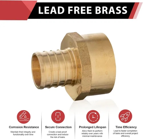 Miniatura 3 de EFIELD Barb Crimp Pex - Adaptador NPT hembra de 1 pulgada x 1 pulgada, adaptador NPT de latón, ASTM F1807, (PEX1807335), (PEX1807335)