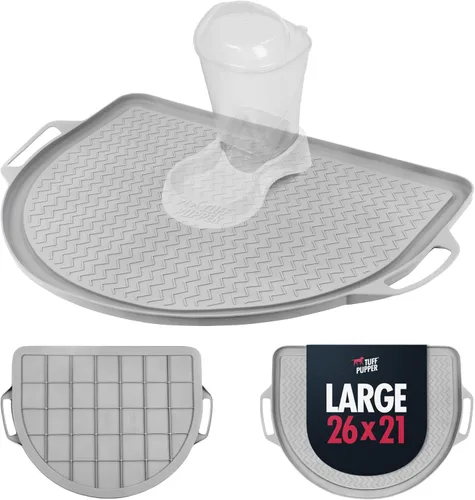 Miniatura 15 de Tuff Pupper XXL Tapete de alimentación para perros 36x24 para comida y agua Tapete impermeable de silicona para pisos Tapete de comida para Gris