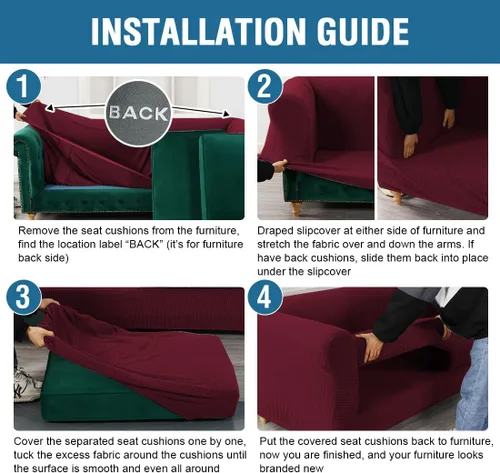 Miniatura 7 de Funda para silla Chesterfield de 2 piezas para sofá de 1 cojín, fundas para silla de brazo alto, 1 asiento, alta elasticidad, lavable, protector