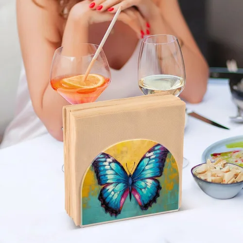 Miniatura 7 de Napkin Holder Butterfly Painting Napkin Holders for Tables, Clear Acrylic Napkin Holders Cocktail Napkin Holder for Kitchen Restaurant Bar Home Decor