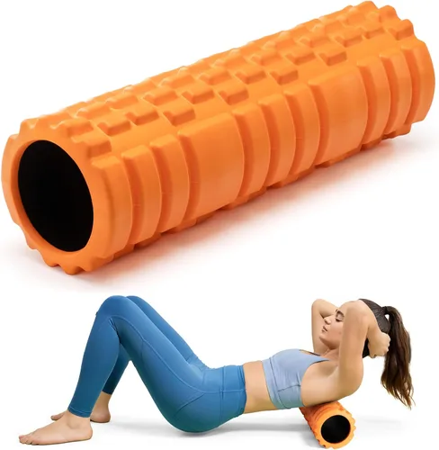 Krightlink Juego de rodillos de espuma de alta densidad para masaje muscular de tejido profundo, punto de gatillo de 18 pulgadas, rodillo de masaje