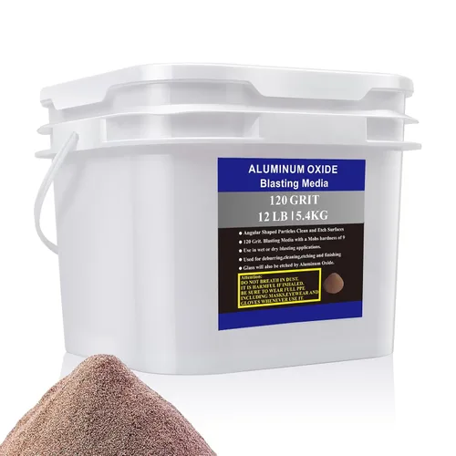 Miniatura 5 de Óxido de aluminio – 12 libras – Medios abrasivos de chorro de arena media a fina para gabinetes de voladura o pistolas de granallado. Grano #60