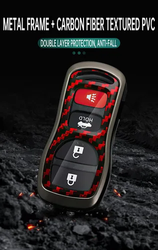 Miniatura 7 de ontto Funda para llave de automóvil Nissan 2002 en adelante, diseño de carbono, antiarañazos, para Infiniti FX35, FX45, QX4, color negro