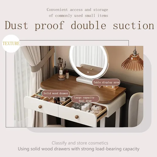 Miniatura 4 de Tocador de Maquillaje Grande con cajones,Spacious Storage Capacity, Modern Wood-Inspired Design, expansive countertop, Rounded Edges, Silent-Glide