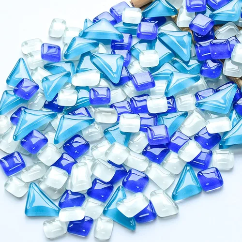 Miniatura 7 de Azulejos de mosaico para manualidades, varios colores, vidrio, purpurina, suministros de mosaico, piezas a granel, cuadrado, triángulo, rectángulo